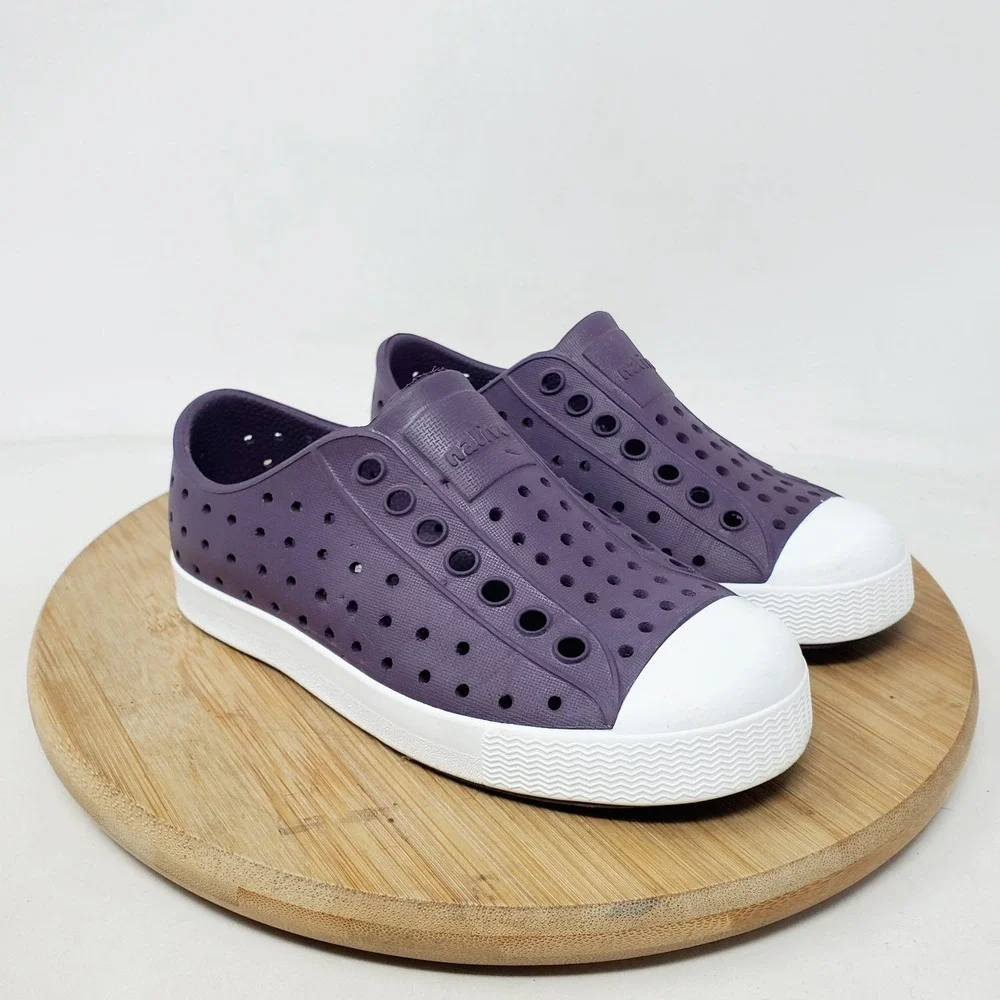 Native Jefferson Shoes Kids 9 Girls Boys Dark Purple Slip On Sandal Play School